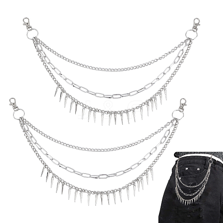 2Pcs Iron Cone Charm Body Chains AJEW-UN0002-12-1