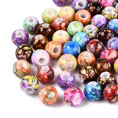 Printed Opaque Acrylic European Beads OACR-Q200-06-1
