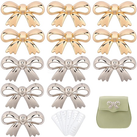 12Pcs 2 Colors Bowknot Alloy Decorative Buckles FIND-CP0003-71-1