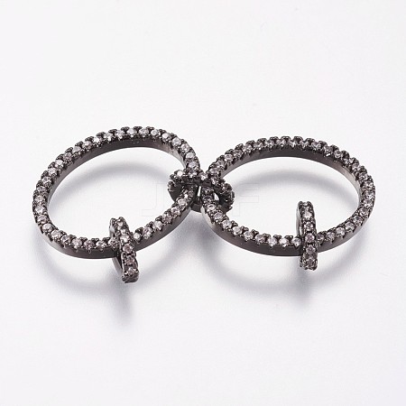 Brass Micro Pave Cubic Zirconia Links Rings KK-I614-035B-1