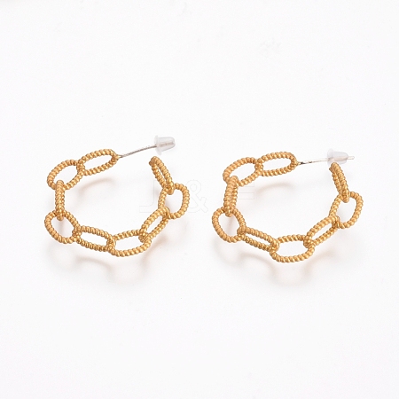 (Jewelry Parties Factory Sale)Semicircular Brass Textured Cable Chain Stud Earrings EJEW-E196-05MG-1