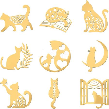 Olycraft 9Pcs 9 Styles Custom Carbon Steel Self-adhesive Picture Stickers DIY-OC0009-22D-1