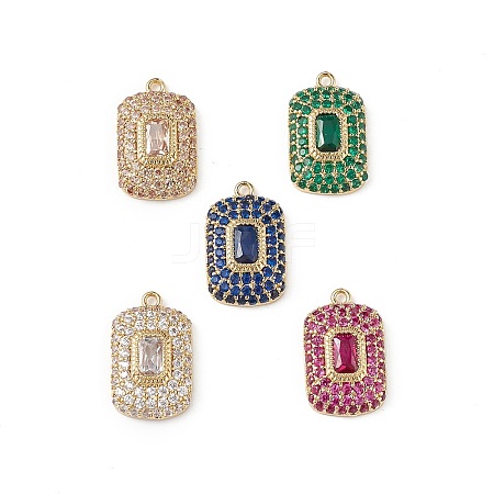 Rack Plating Brass Micro Pave Cubic Zirconia Pendants KK-C019-05G-1