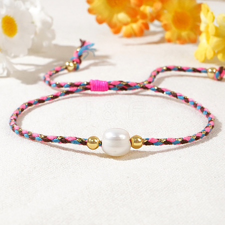 Natural Freshwater Pearl Bead Braided Bead Bracelets LS-JH8725-1-1