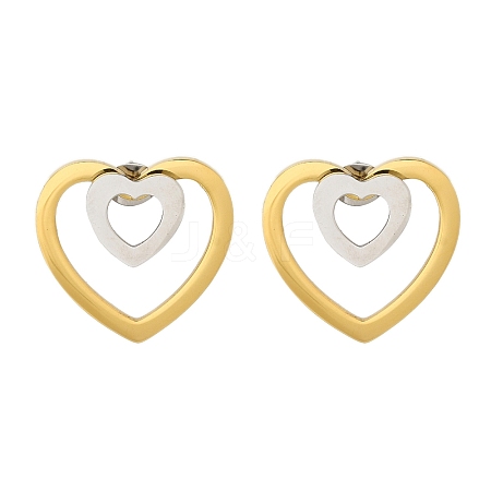 Ion Plating(IP) 304 Stainless Steel Heart Stud Earrings EJEW-C118-03B-1