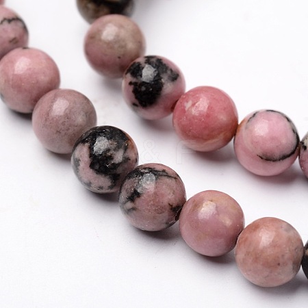 Natural Rhodonite Round Bead Strands G-N0120-17-6mm-1