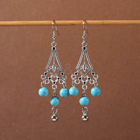 Bohemian tassel turquoise earrings JU8957-20-1