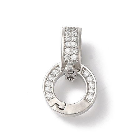 Rack Plating Brass Micro Pave Clear Cubic Zirconia Twister Clasps KK-A222-05A-P-1