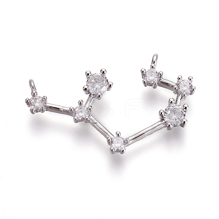 Brass Micro Pave Cubic Zirconia Pendants ZIRC-F099-20P-10-1