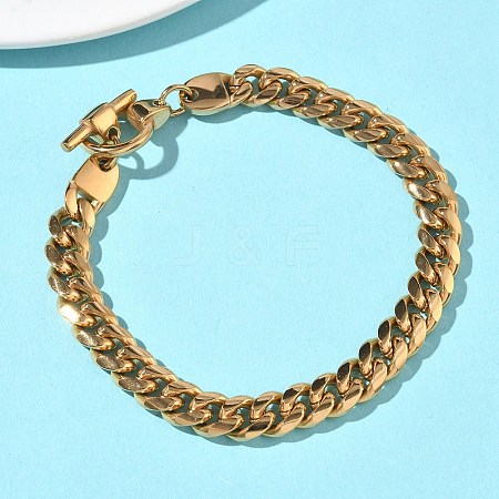 304 Stainless Steel Cuban Link Chain Bracelets for Women BJEW-G779-03G-1