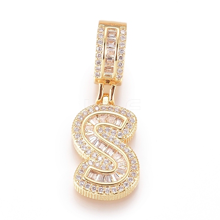 Brass Micro Pave Cubic Zirconia Pendants KK-D156-01G-S-1