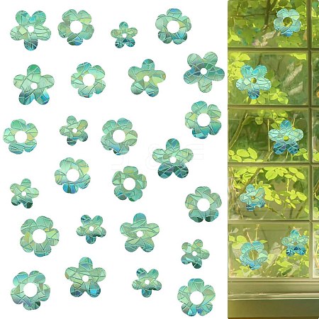 2PCS 2 Styles PVC Stickers Dazzling Color Window Stickers 3D Laser Flower Electrostatic Glass Window Stickers JX826A-1