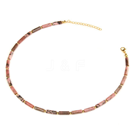 Bohemian Style Natural Rhodonite Tube Beaded Necklaces TD3612-4-1