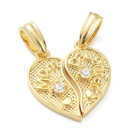 Brass Cubic Zirconia Hanger Pendants KK-E790-04G-1