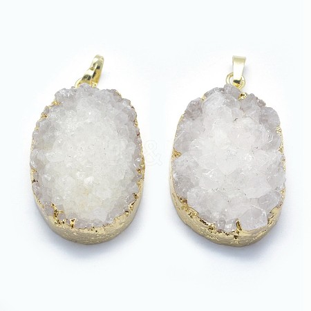 Natural Quartz Pendants G-P383-09G-1