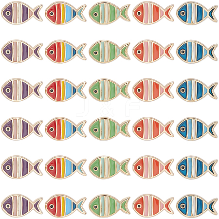 30Pcs 5 Colors Aolly Enamel Beads FIND-SC0016-34-1