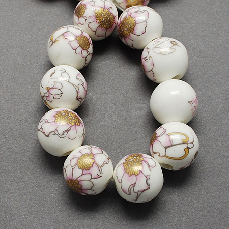 Handmade Printed Porcelain Beads X-PORC-Q199-16mm-02-1