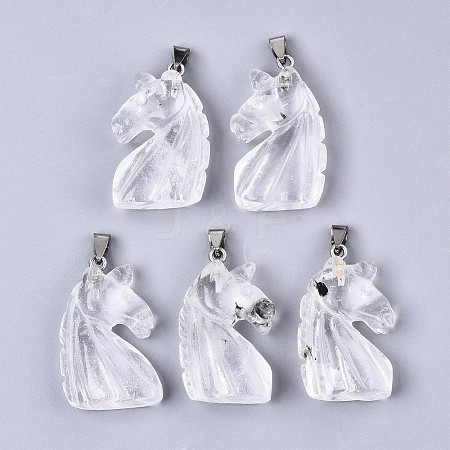 Carved Natural Quartz Crystal Pendants X-G-N0327-002M-1
