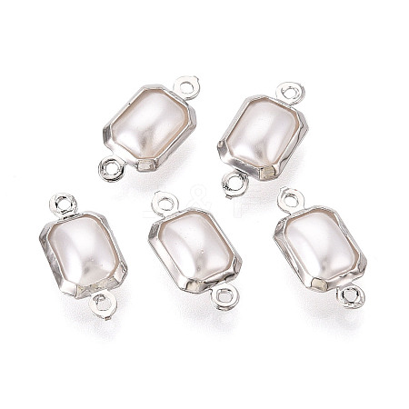 Brass ABS Imitation Pearl Connector Charms KK-N286-02C-P-1