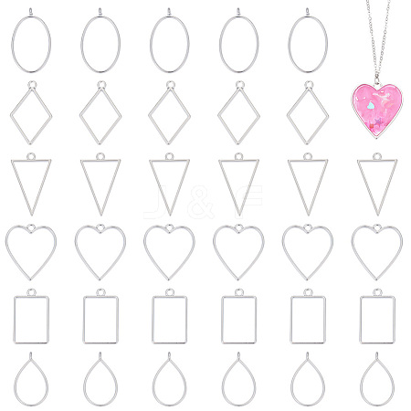 Unicraftale 36Pcs 6 Styles Alloy Open Back Bezel Pendants FIND-UN0003-24-1