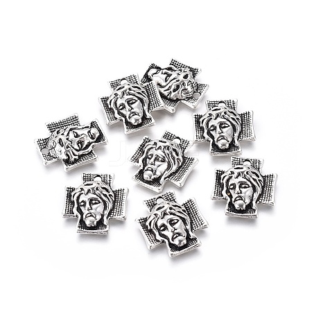 Tibetan Style Alloy Cross with Jesus Alloy Pendants for Easter Jewelry LS-LF10674Y-NF-1