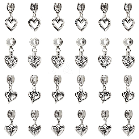 32Pcs 4 Styles  Tibetan Style Alloy European Dangle Charms FIND-UN0015-62-1