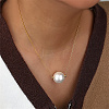 Imitation Pearl Round Ball Pendant Necklace with Stainless Steel Snake Chains GO5113-4-2