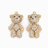Brass Micro Pave Clear Cubic Zirconia Pendants KK-N231-261-NF-1