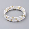 Four Loops Glass Seed Beads Wrap Bracelets BJEW-JB04768-M-2