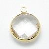 Golden Tone Brass Glass Pendants GLAA-J018D-G-3