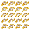 24Pcs Brass Cubic Zirconia Flat Round Connector Charms KK-DC0004-84-1