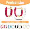 FIBLOOM 4 Pairs 4 Colors Real 18K Gold Plated Brass Rectangle Hoop Earrings EJEW-FI0003-06-10