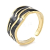 Ion Plating(IP) 304 Stainless Steel Enamel Cuff Finger Rings RJEW-L107-039G-02-1