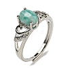 Oval Natural Amazonite Adjustable Rings RJEW-Q818-01P-01B-2