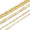 4Pcs 4 Styles Brass Paperclip & Cuban Link 7 Curb Chains AJEW-TAC00042-3
