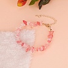 Natural Strawberry Quartz Chips Link Bracelets for Women PW-WG54EEB-06-1