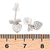 Heart with Bowknot 925 Sterling Silver Micro Pave Clear Cubic Zirconia Dangle Stud Earrings EJEW-C176-03P-4