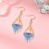 Glass Beads Braided Dangle Earrings EJEW-MZ00786-01-1