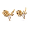Brass Micro Pave Clear Cubic Zirconia Stud Earrings EJEW-F264-12-2