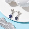 Natural Lapis Lazuli Twist Oval Dangle Stud Earrings EJEW-JE05664-02-2