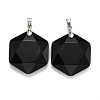 Natural Black Agate Pendants G-E487-95F-2