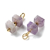 Natural Amethyst Cuboid Beaded Pendants STAS-C120-02G-02-2