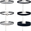 6Pcs 6 Styles Velvet & Imitation Leather Choker Necklaces NJEW-SC0001-71-1