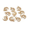 Brass Micro Pave Clear Cubic Zirconia Glass Pendants X-ZIRC-C024-06G-03-2
