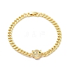 Green Cubic Zirconia Leopard Link Bracelet with Brass Curb Chains for Men Women KK-H434-11G-1