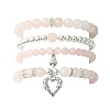 4Pcs 4 Style Natural Rose Quartz Beaded Stretch Bracelets Set BJEW-JB09524-1