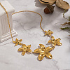 European 304 Stainless Steel 5 Floral Flower Pendant Bib Necklaces for Women ND3546-2
