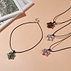 Macrame Pouch Braided Natual Mixed Gemstone Star Pendant Necklace for Women NJEW-JN04254-2