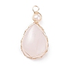 Natural Rose Quartz Copper Wire Wrapped Pendants PALLOY-JF01398-03-1