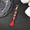 Resin Evil Eye Round Bead & Polyester Tassel Pendant Decorations HJEW-JM04164-02-1